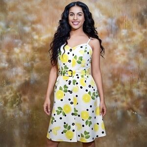 Lemon Print White Summer Dress